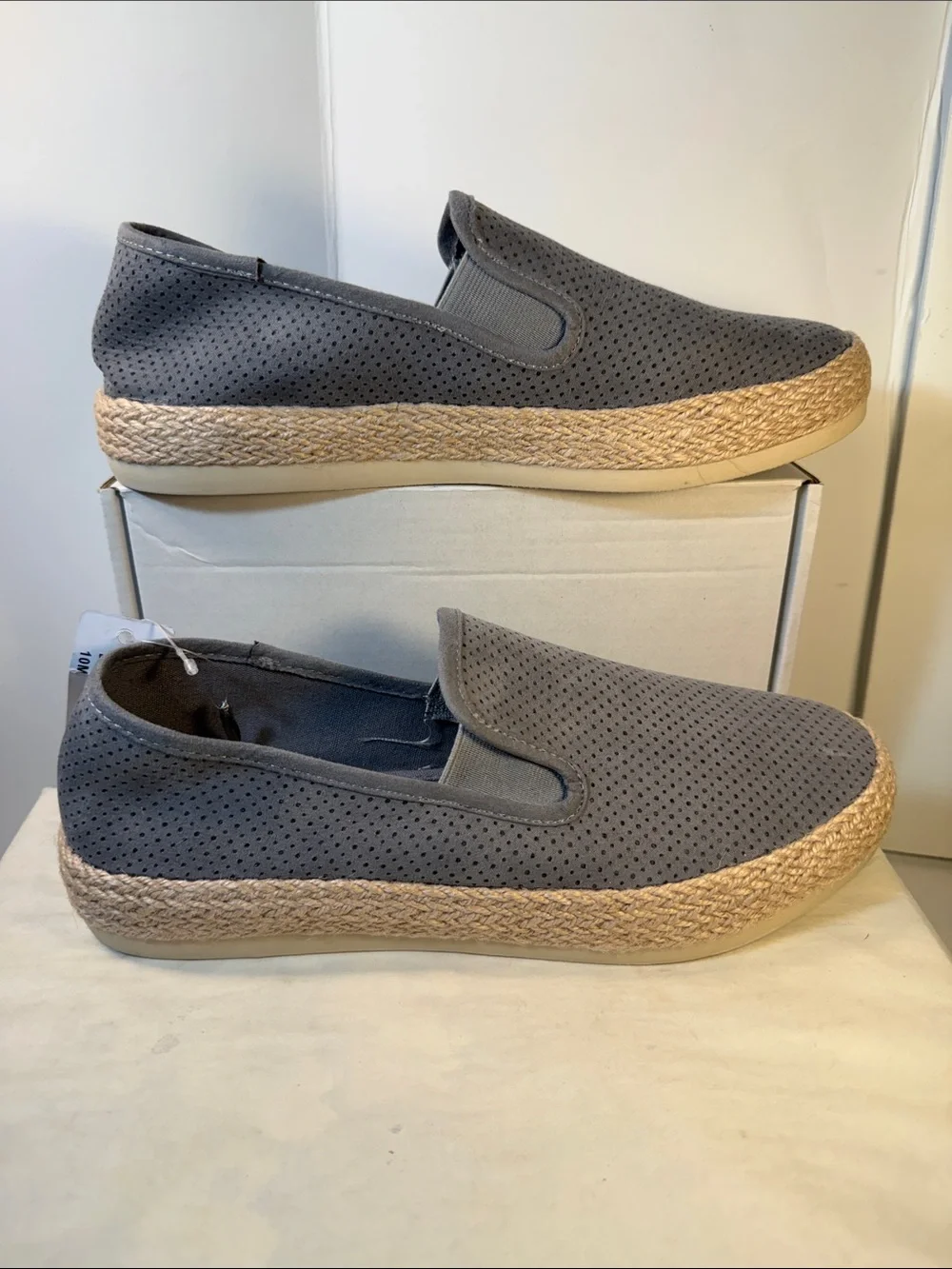 Esprit Gray Perforated Slip-On Espadrilles